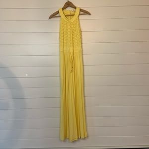 Calvin Klein Soft Yellow Halter Maxi Dress NWOT
